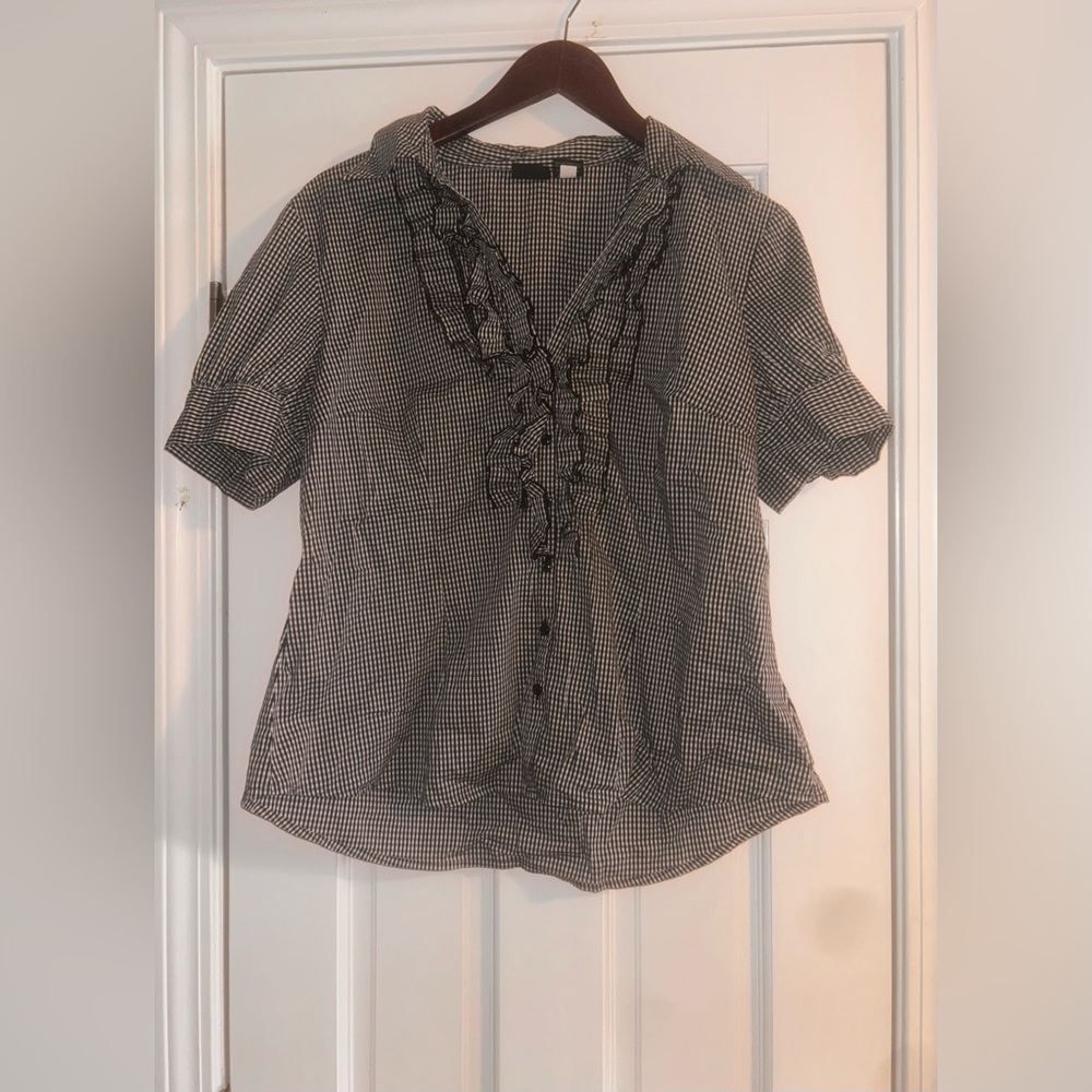 Willi Smith Black and White Checkered Blouse